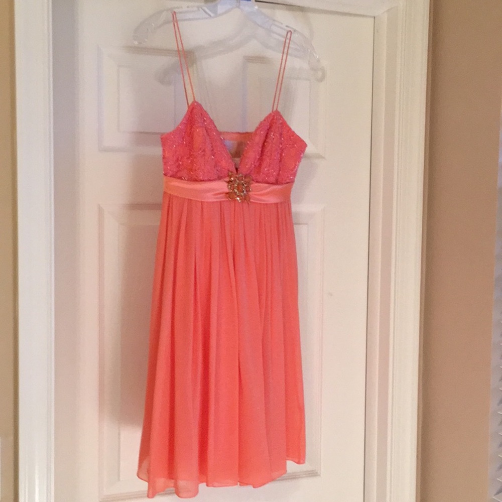 Sparkly Coral Cocktail Dress